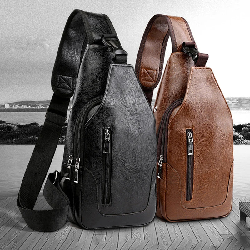 Men's Luxury Leather Messenger Crossbody bag