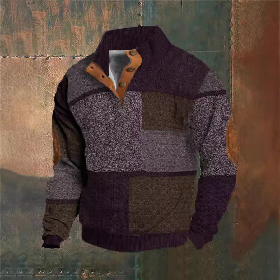 Spring & Autumn Men's Printed Sweater With Buckle