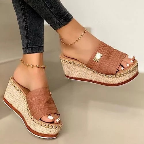 Hemp rope platform sandals