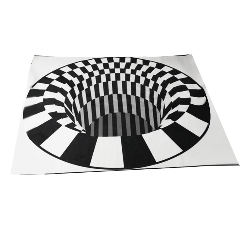 3D Vortex Illusion Carpet – Black & White Optical Hole Rug for Living Room, Bedroom & Home Decor | Infinity Bazaar