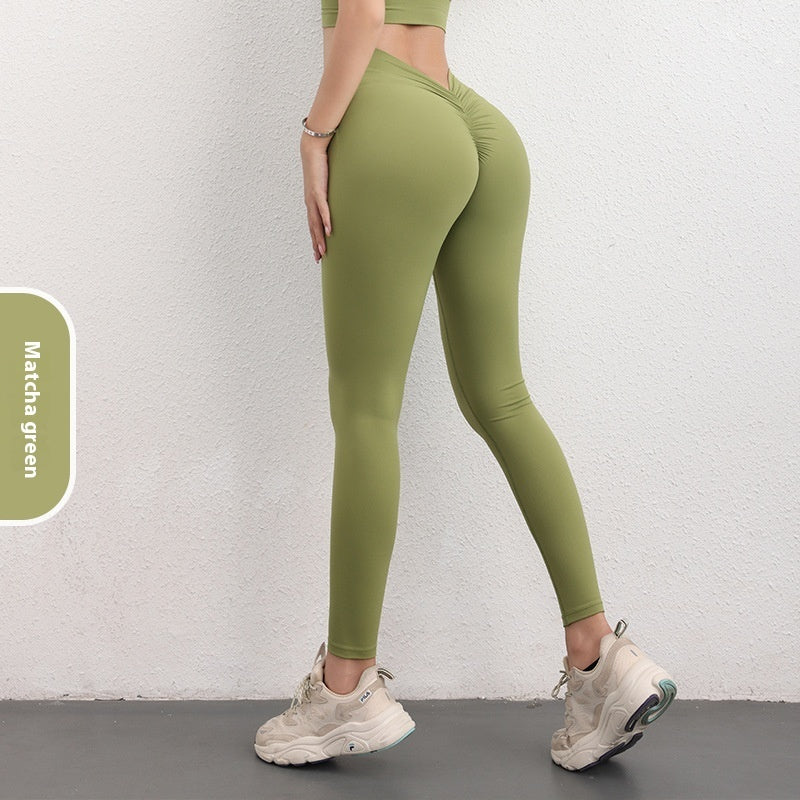 Fashion V-shaped Yoga Pants - High Waist Trousers Hip Lifting Sports Fitness Pants Women's Clothing