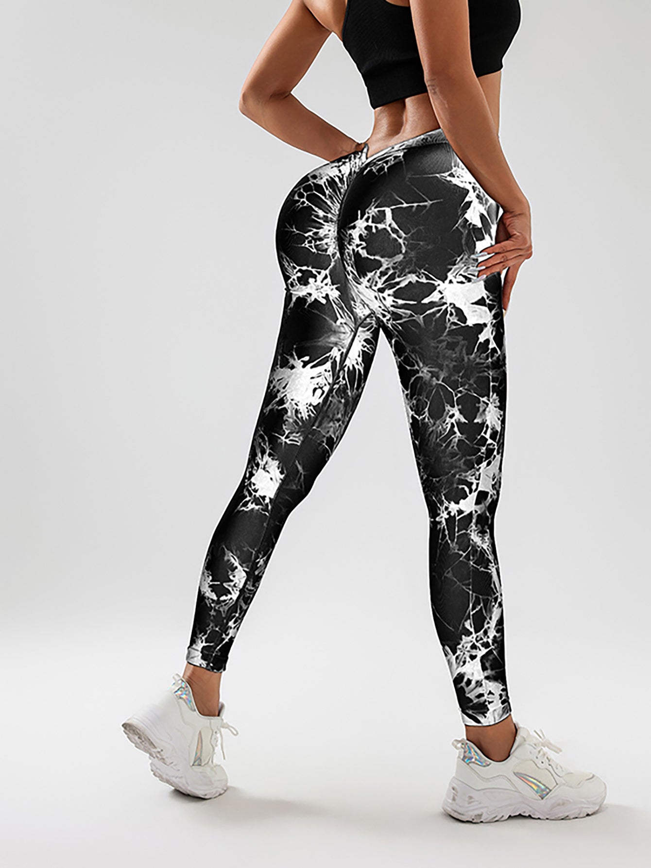 4-Pack Women's Scrunch Butt Lift Workout Leggings – High Waist Seamless Tie-Dye V Back Yoga Pants | Infinity Bazaar