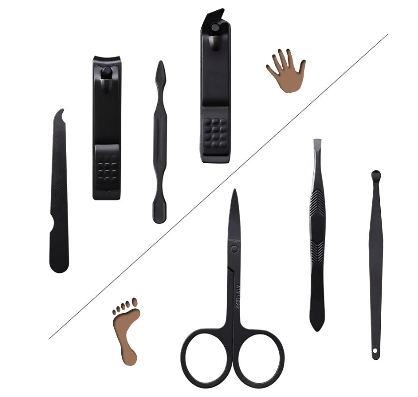 7-Piece Nail Clipper and Manicure Grooming Set – Compact Nail & Eyebrow Care Kit with Case for Travel & Home | Infinity Bazaar