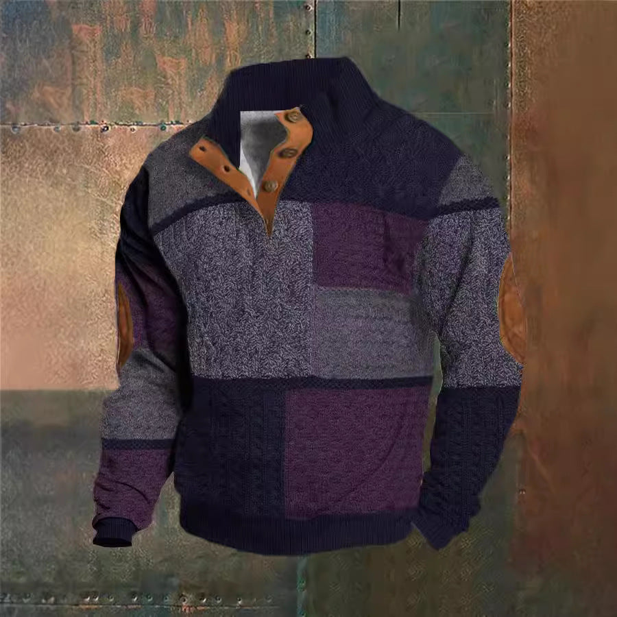 Spring & Autumn Men's Printed Sweater With Buckle