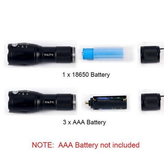 Led Zoom Flashlight Torch Tactical 5000 Lumens Led High Power Flashlights AAA or 18650 battery kit