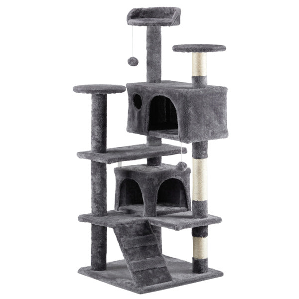 53-Inch Multi-Level Cat Climbing Frame – Cat Tree Tower with Scratching Posts, Perches & Hideouts | Infinity Bazaar