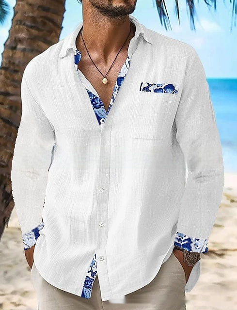 Men's Polo Collar Long-sleeved Casual Shirt