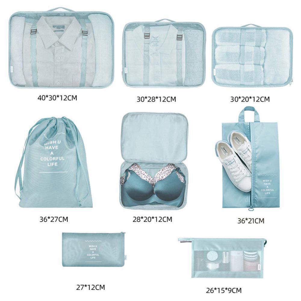 8-Piece Travel Packing Cubes Luggage Organizer Set – Waterproof Storage Bags for Clothes, Shoes, Underwear & Toiletries | Infinity Bazaar