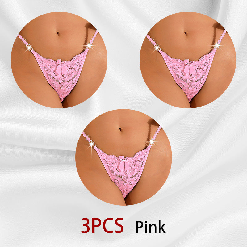 Women's Thong Lace Hollowed Out Mesh Gauze Panties Women's Traceless Pantie set