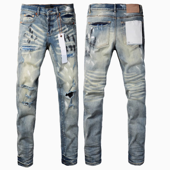 Street Designer Solid Color American Retro Hip-hop Fashion Jeans