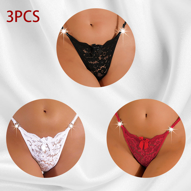Women's Thong Lace Hollowed Out Mesh Gauze Panties Women's Traceless Pantie set