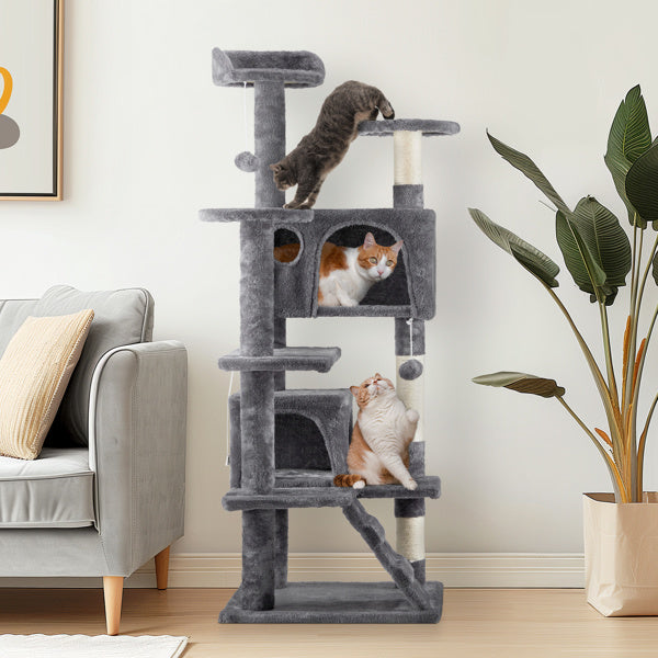 53-Inch Multi-Level Cat Climbing Frame – Cat Tree Tower with Scratching Posts, Perches & Hideouts | Infinity Bazaar