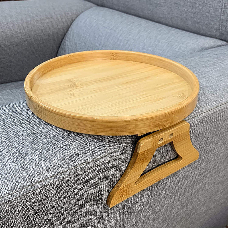 Round Storage Bamboo Tray with Legs – Foldable Sofa Tray for Convenient Storage