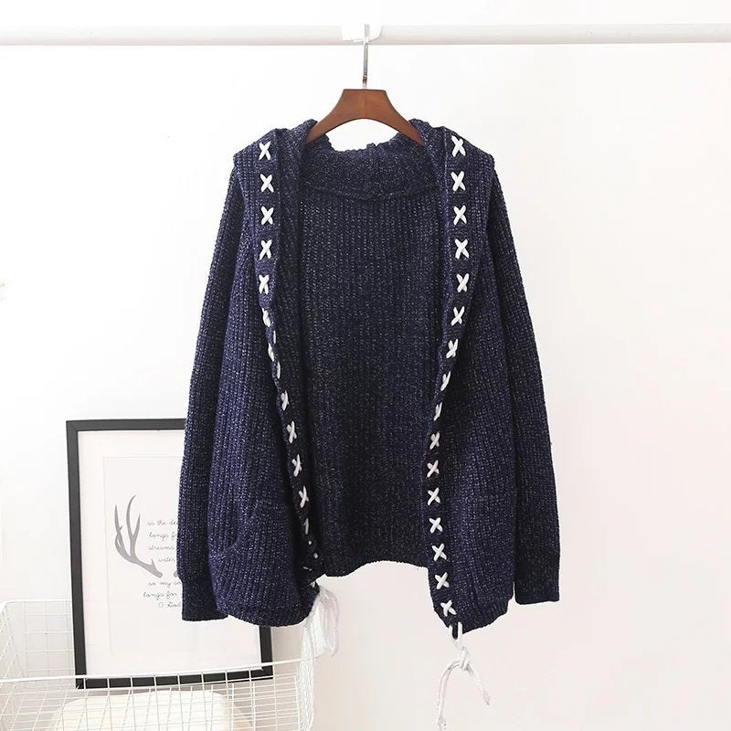 Women's Hooded Knitting Cardigan Sweater