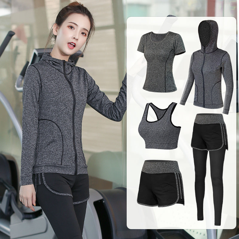 5-Piece Women’s Gym & Yoga Set – Quick-Dry High Elastic Workout Outfit with Chest Pad | Infinity Bazaar