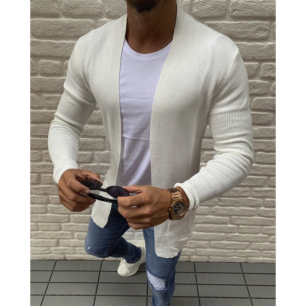 Men's long sleeve knitted cardigan jacket
