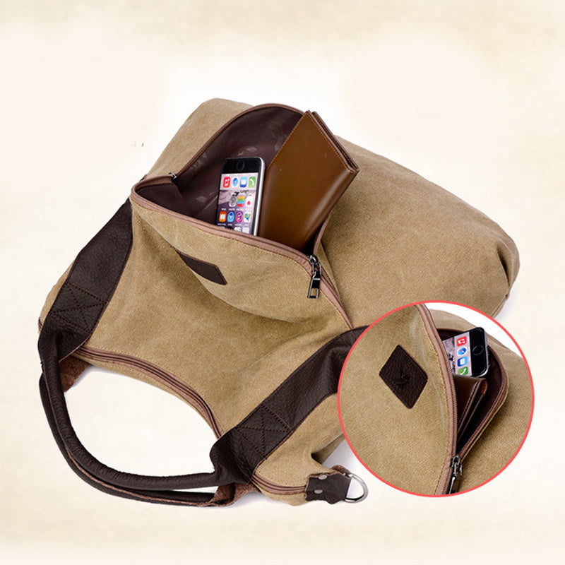 Retro Handbag with Crossbody Strap made with Canvas