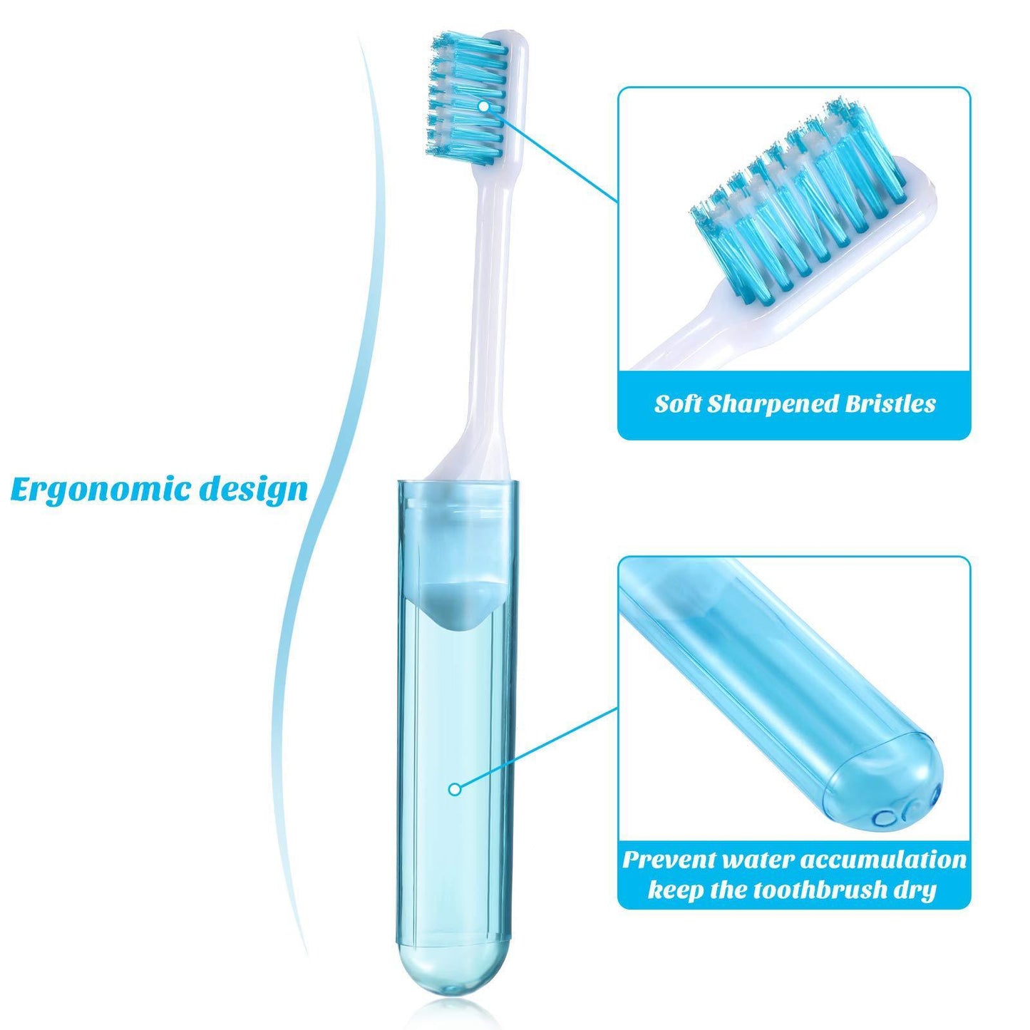 6-Pack Portable Folding Travel Toothbrushes – Soft Bristle Manual Toothbrush Set for Adults, Compact Design for On-the-Go Oral Care | Infinity Bazaar