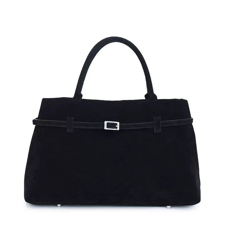 Women's Solid Faux Suede Large Capacity Casual Tote Bags