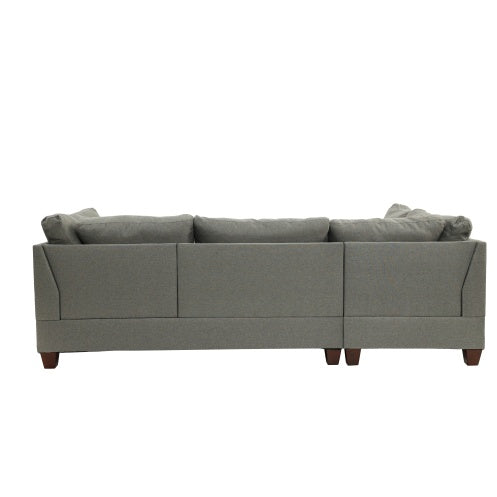 3-PC Sectional Sofa Set in Gray – Linen-Like Polyfiber Upholstery | Modern Living Room Fabric Couch | Infinity Bazaar