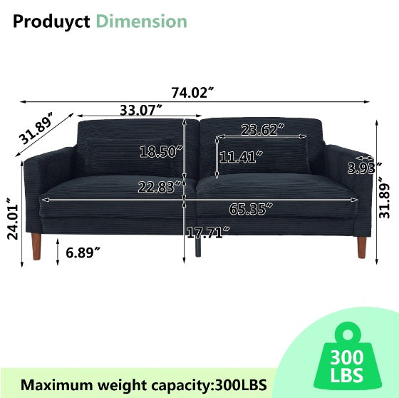Comfy Linen Living Room Sofa