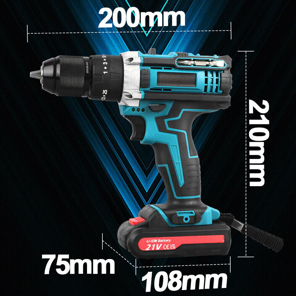 3-in-1 Cordless Brushless Drill Set – 21V Power Drill with Hammer & Screwdriver Functions | Electric Rechargeable Kit for DIY | Infinity Bazaar