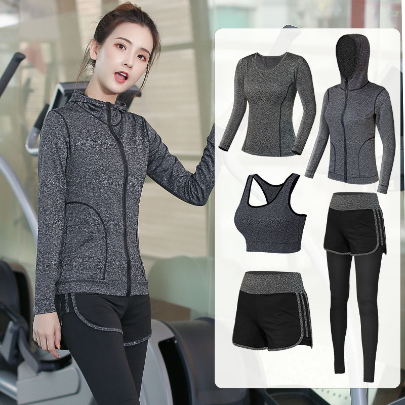 5-Piece Women’s Gym & Yoga Set – Quick-Dry High Elastic Workout Outfit with Chest Pad | Infinity Bazaar