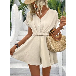Women’s Batwing Sleeve Romper – One-Piece Kinked Shorts Jumpsuit | Infinity Bazaar