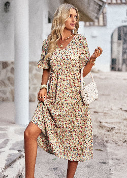 Women's Elegant V-Neck Dress – Fashionable Formal & Evening Wear | Infinity Bazaar