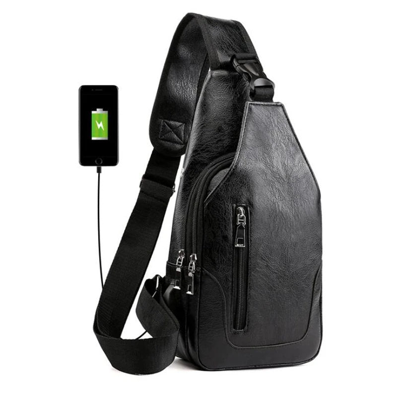 Men's Luxury Leather Messenger Crossbody bag