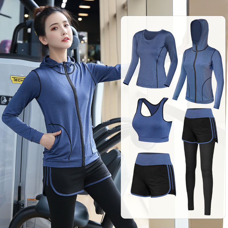 5-Piece Women’s Gym & Yoga Set – Quick-Dry High Elastic Workout Outfit with Chest Pad | Infinity Bazaar