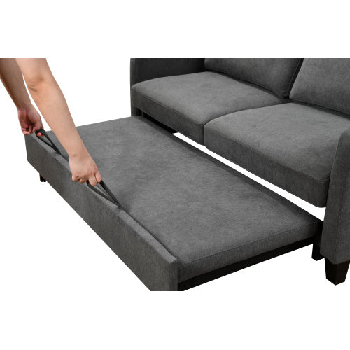 69" 3-in-1 Convertible Queen Sofa Bed – Pull-Out Futon Loveseat with Reclining Back, Modern Dark Grey Fabric| Infinity Bazaar