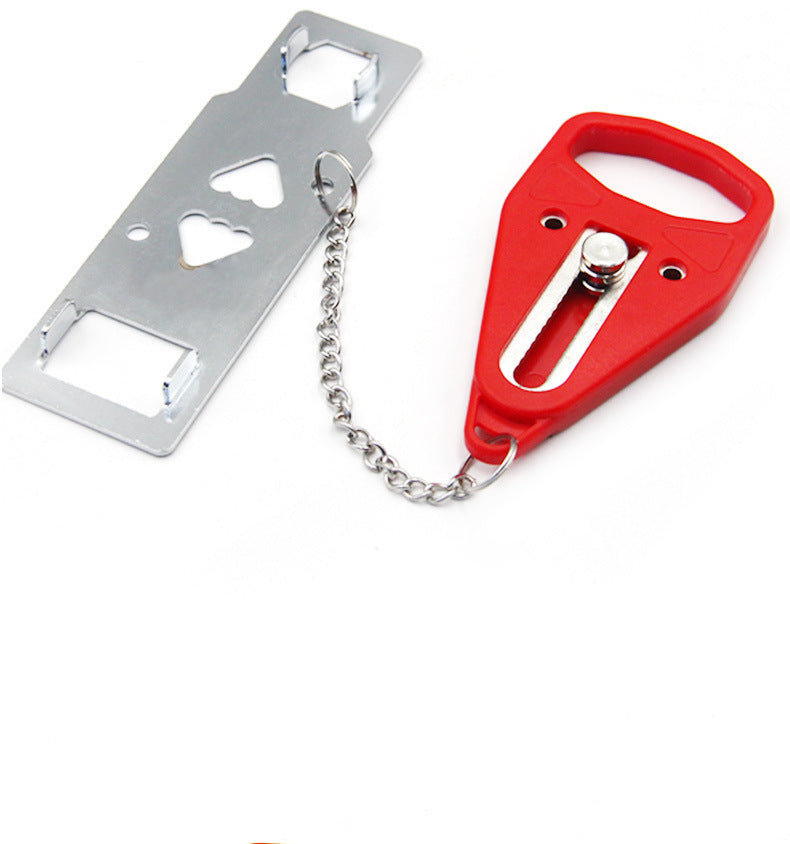 Travel with confidence or enhance your home security with this convenient, dual-purpose door stopper and snap lock