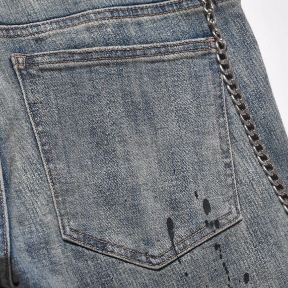 Loose Knife Cut Bad Cat Beard Printed Dubin Design Jeans