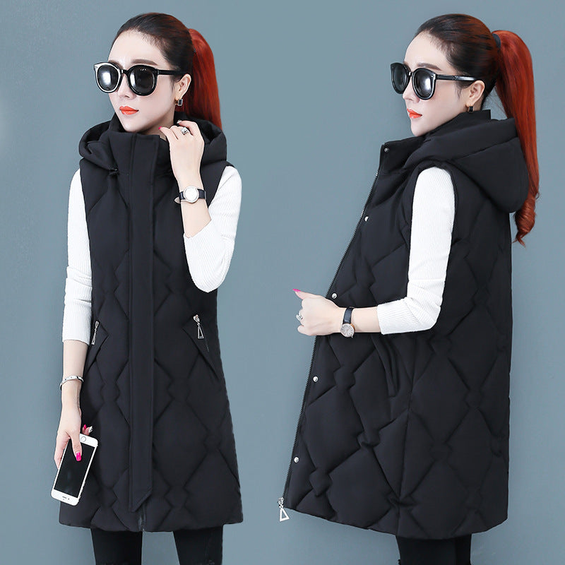 Spring & Autumn Down Cotton Mid-length Slim-fitting Jacket vest