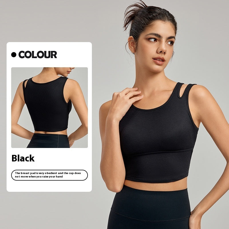 Yoga Clothing Top Vest With Chest Pad Hollow Shoulder Strap All-matching