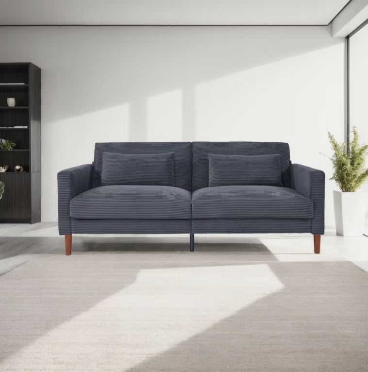 Corduroy Comfy Black Sofa
