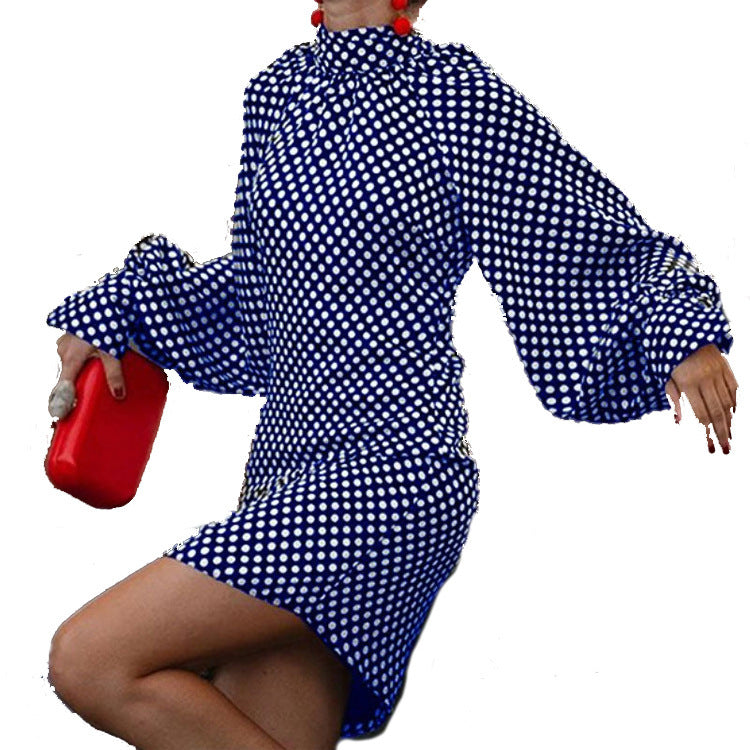Women’s Polka Dot Print Dress – Long Sleeve Round Neck Spring & Autumn Style | Infinity Bazaar