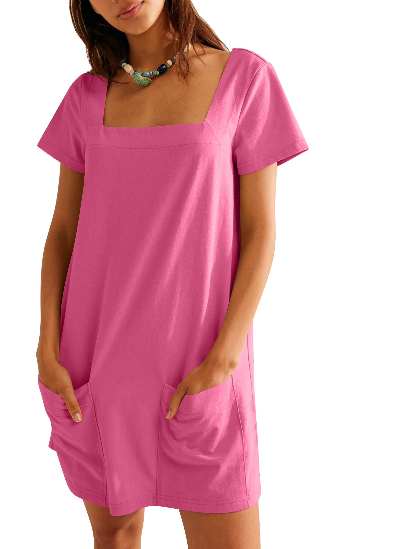 Casual Pocket Short Sleeve Dress Women