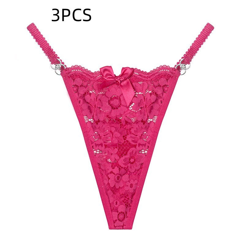 Women's Thong Lace Hollowed Out Mesh Gauze Panties Women's Traceless Pantie set