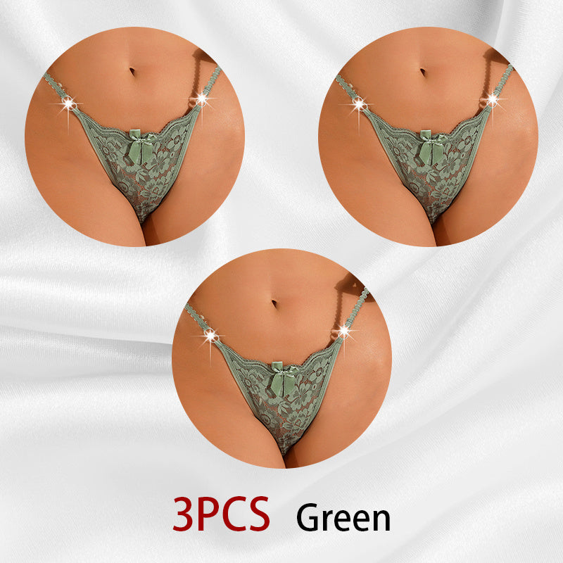 Women's Thong Lace Hollowed Out Mesh Gauze Panties Women's Traceless Pantie set