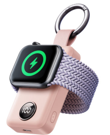 Wireless Apple Watch Charger with Keychain – 2000mAh Portable Power Bank with Digital Display & Safety Protection | Infinity Bazaar