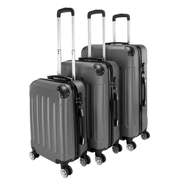 3-in-1 ABS Luggage Trolley Case Set – Lightweight 20”, 24”, 28” Suitcases Travel Luggage Set in Dark Gray | Infinity Bazaar