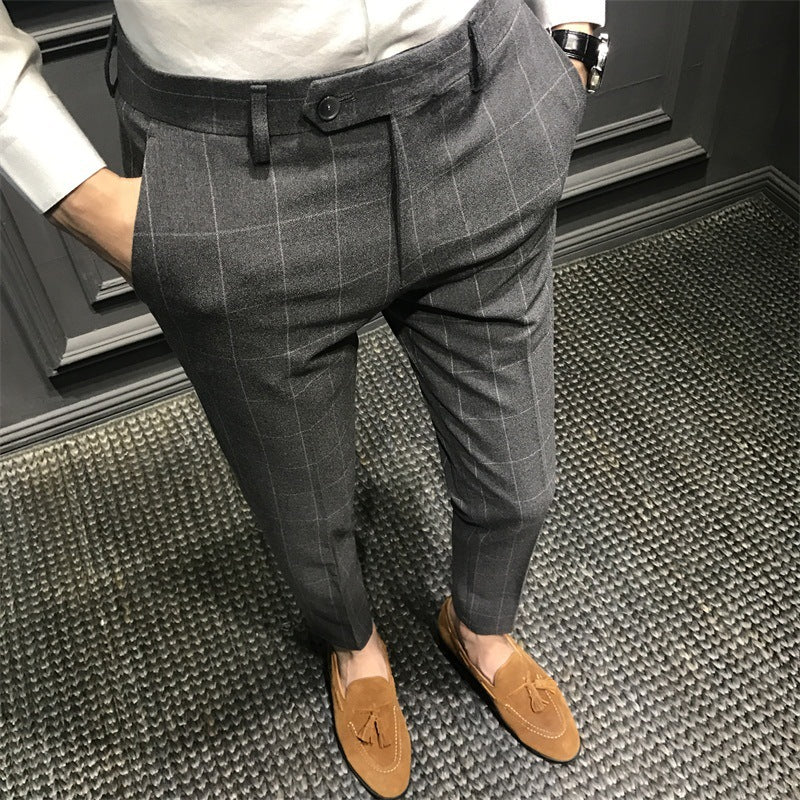 Spring Plaid Casual Suit Pants