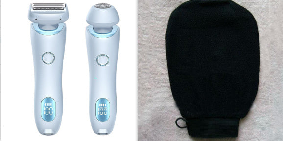 2-in-1 Electric Shaver for Women – Waterproof Rechargeable Razor with Bath Gloves & Cosmetic Bag | Infinity Bazaar