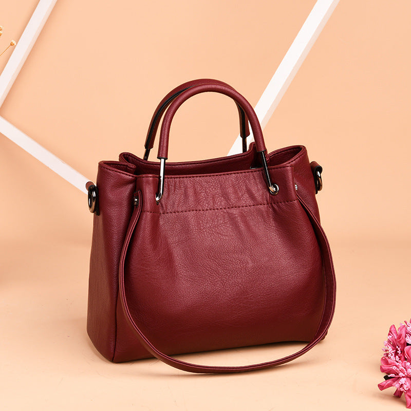 Korean Style Women's Soft Synthetic Leather Bucket Handbags