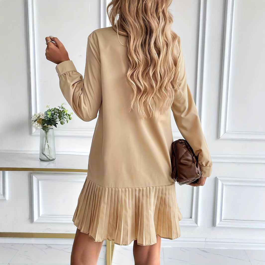 European And American Solid Color Niche Design Dress