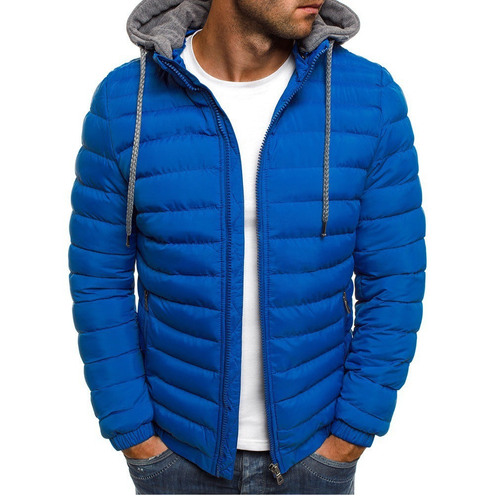 Pure Color Cardigan Hooded Cotton Jacket