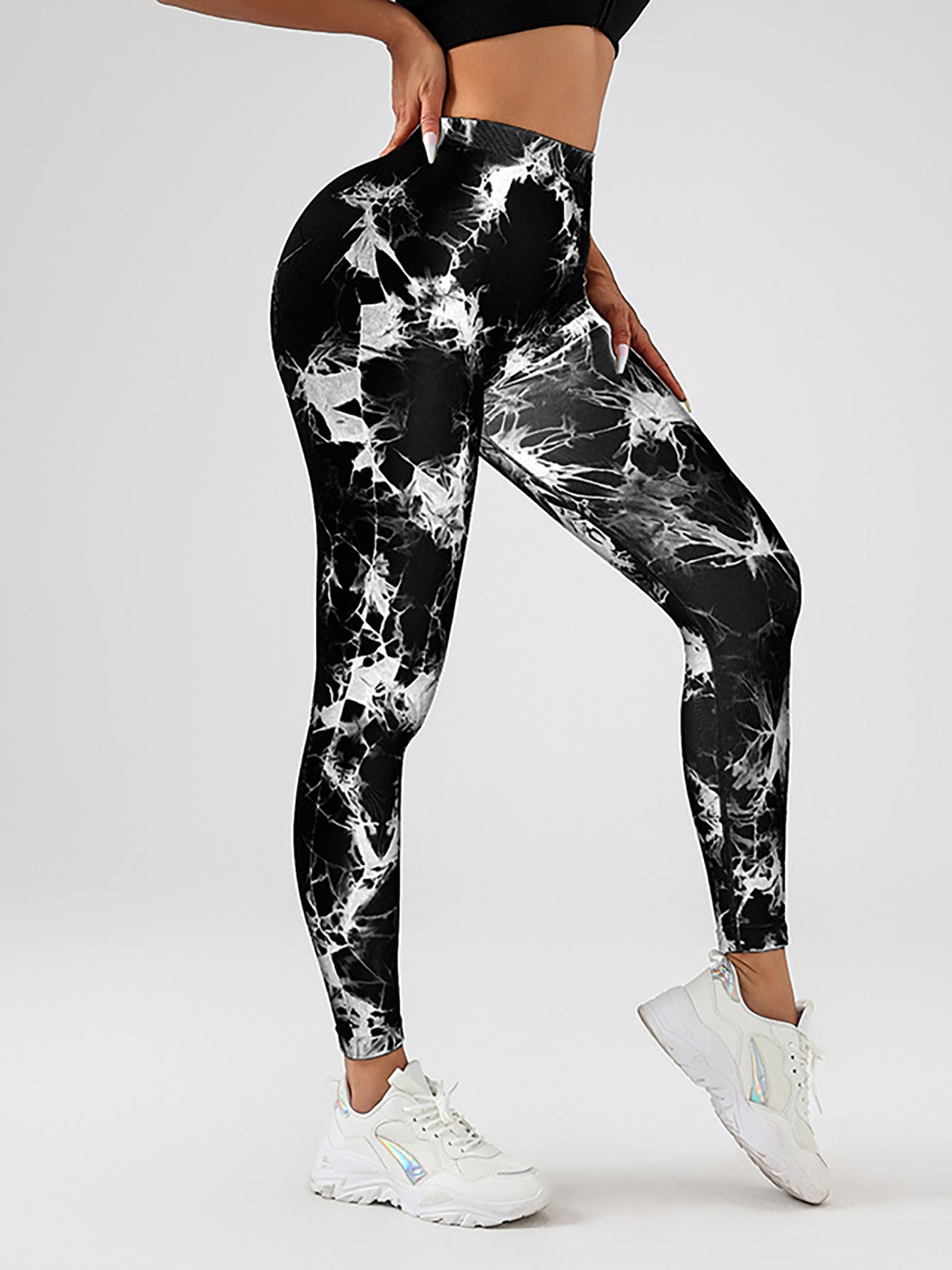 4-Pack Women's Scrunch Butt Lift Workout Leggings – High Waist Seamless Tie-Dye V Back Yoga Pants | Infinity Bazaar