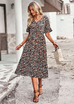Women's Elegant V-Neck Dress – Fashionable Formal & Evening Wear | Infinity Bazaar